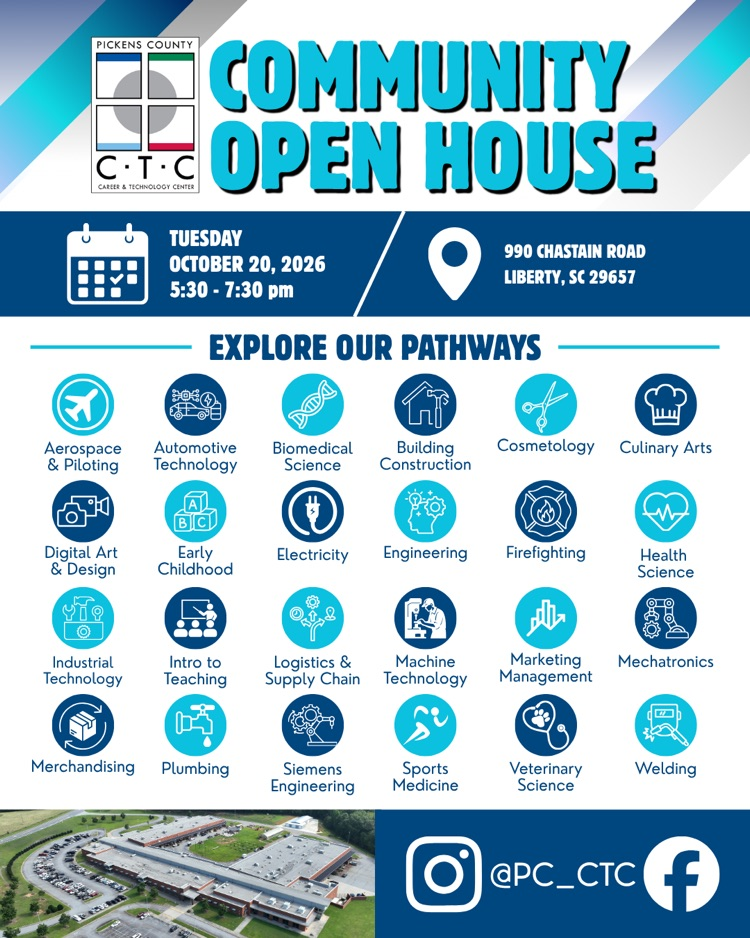 PCCTC Community Open House, Oct 20, 5:30-7:30pm
