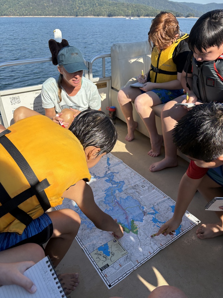 students use a map on Lake Jocassee 