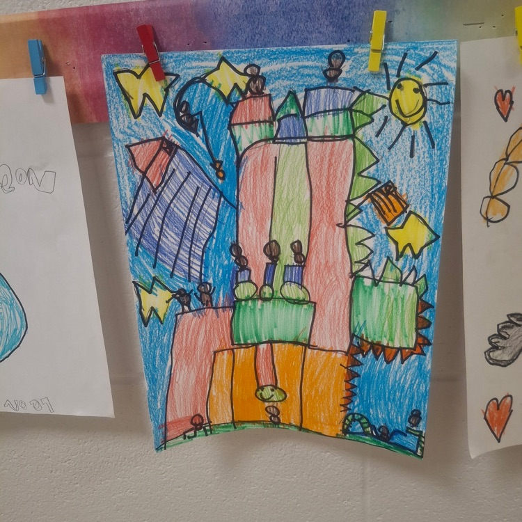 student art work display inspired by Hispanic artists.