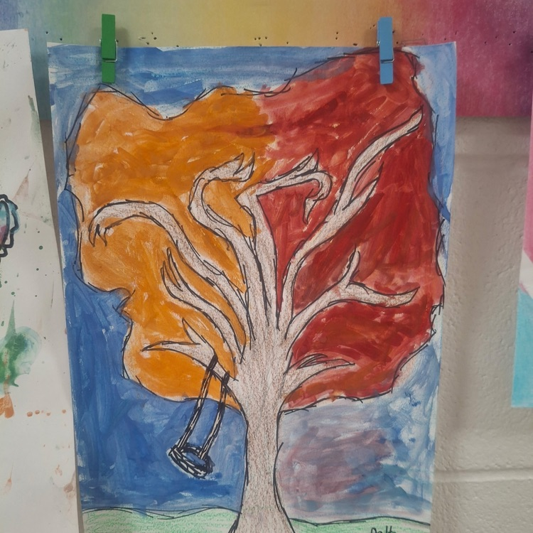 student art work display inspired by Hispanic artists.