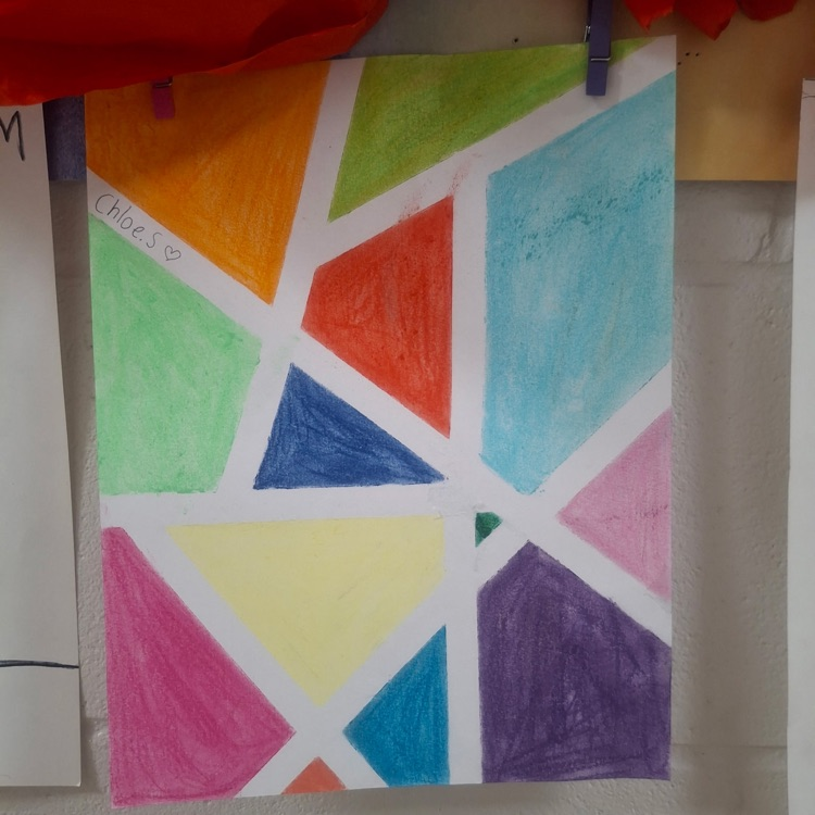 student art work display inspired by Hispanic artists.