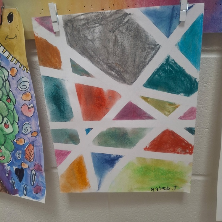 student art work display inspired by Hispanic artists.