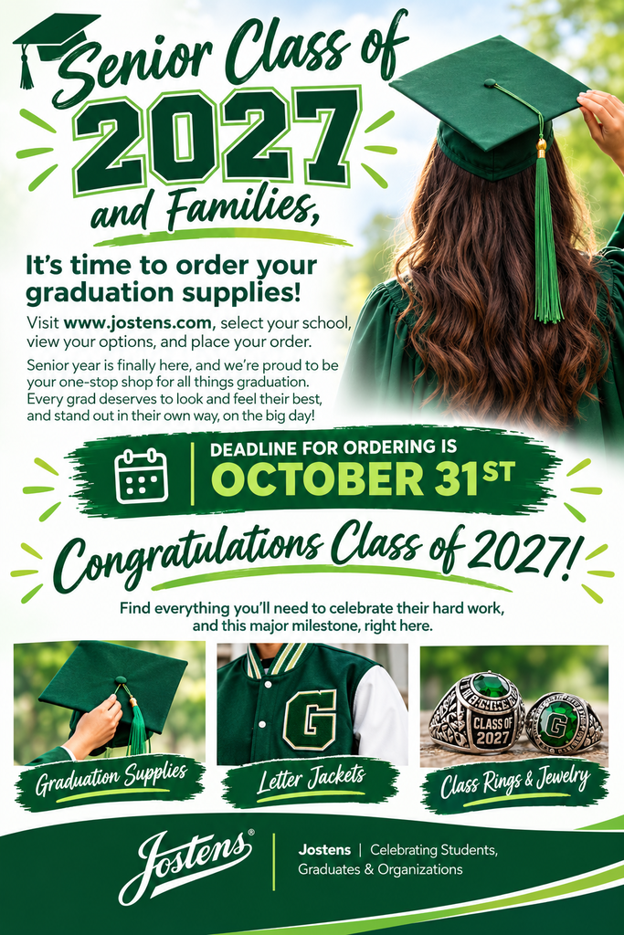 Deadling for ordering graduation supplies is October 31st