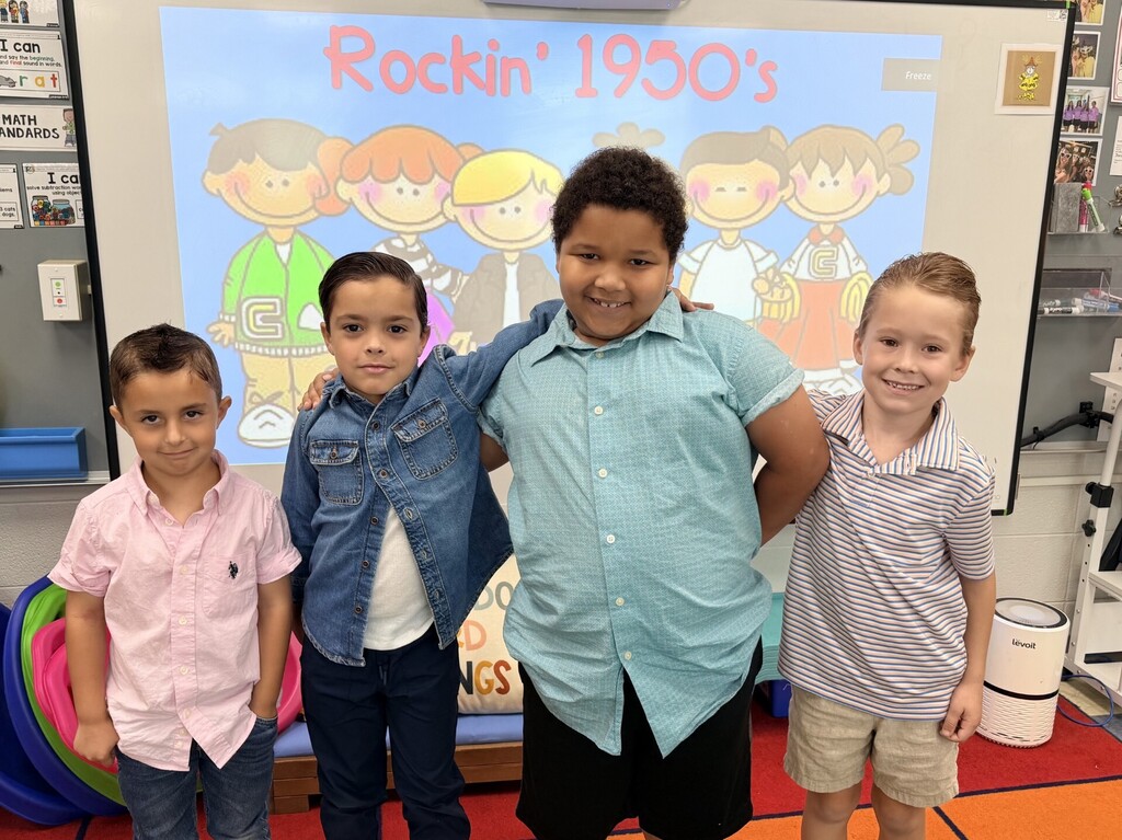 Students Rockin' 1950s attire for the 50th day of school.