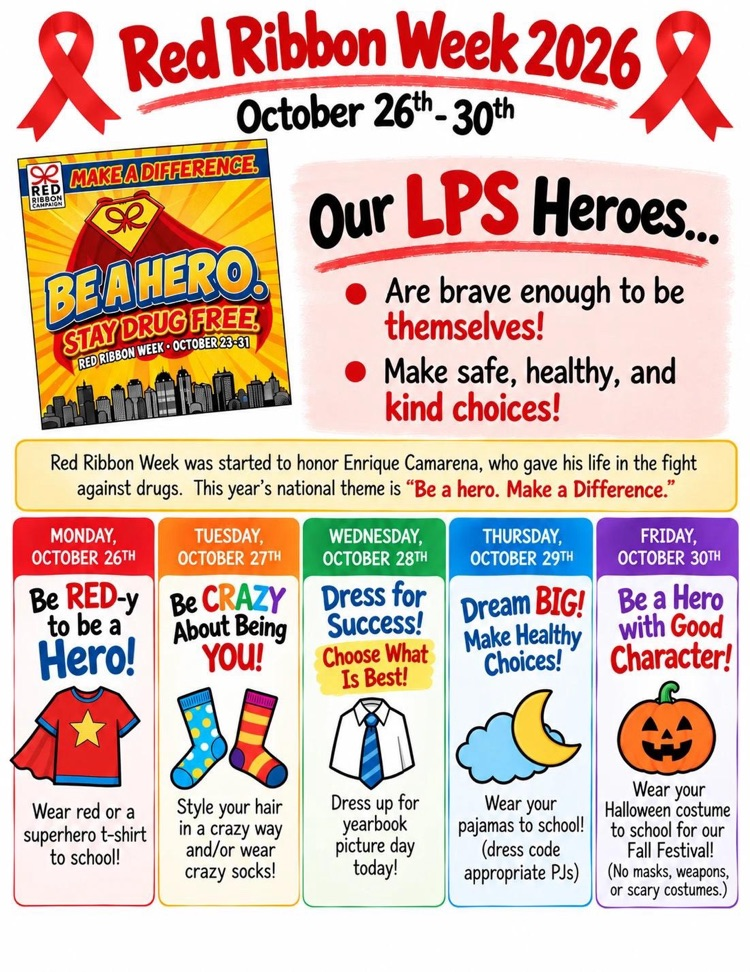 Image of spirit day themes during Red Ribbon Week 2026