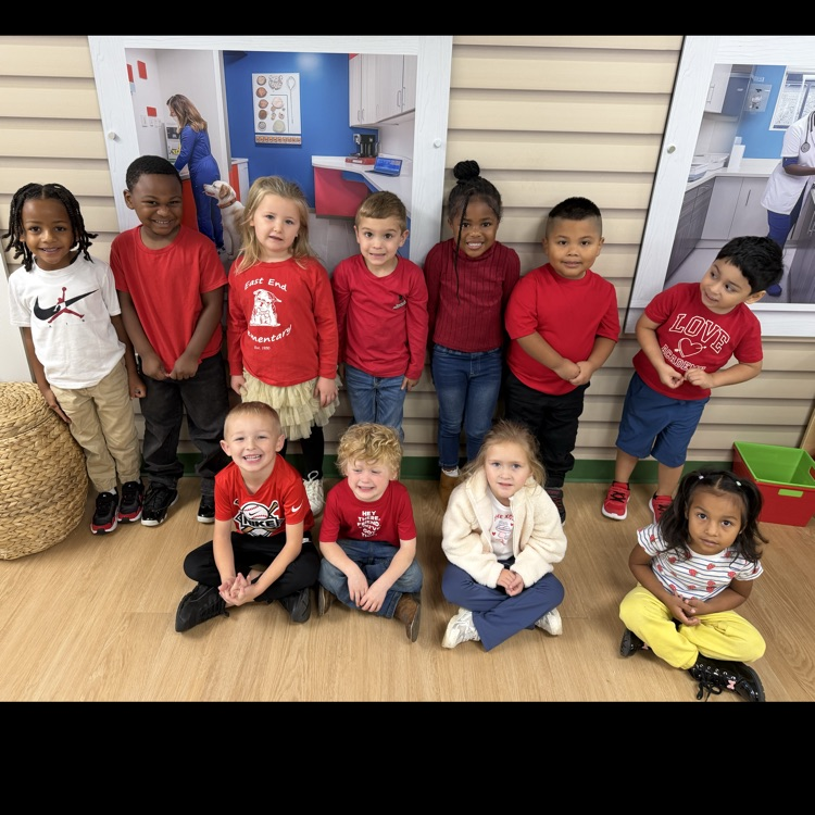 Ms. Bowers’s K4 class showing off their red for red ribbon week