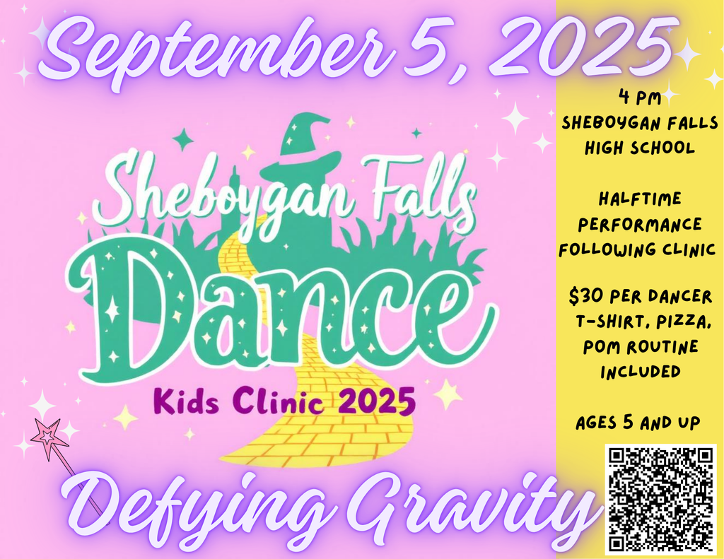 Sign-up is officially OPEN for the Sheboygan Falls Dance Team Clinic for Kids! Join us for an afternoon of fun, rhythm, and learning.  🗓️ Clinic Date: September 5th ⏰ Time: 4:00 PM 🚨 Registration Deadline: August 25th  Don't miss out! Secure your spot today! Sign up Link below: https://docs.google.com/forms/d/e/1FAIpQLSfabP03gFJ1Dziows6ZmQXk7oAV5VRzqMi7uAfG4aOoo-_HlA/viewform