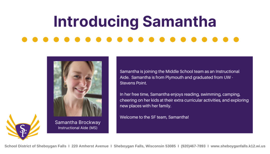 Join us in welcoming Samantha!