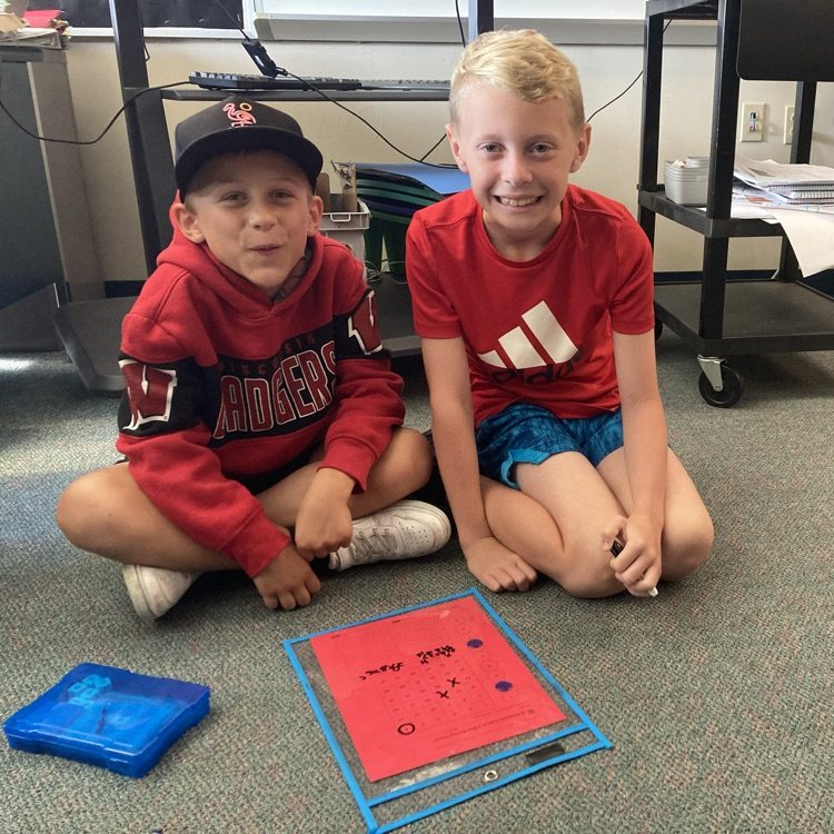 students playing a math game