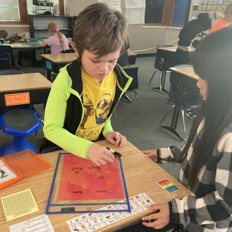 students playing a math game