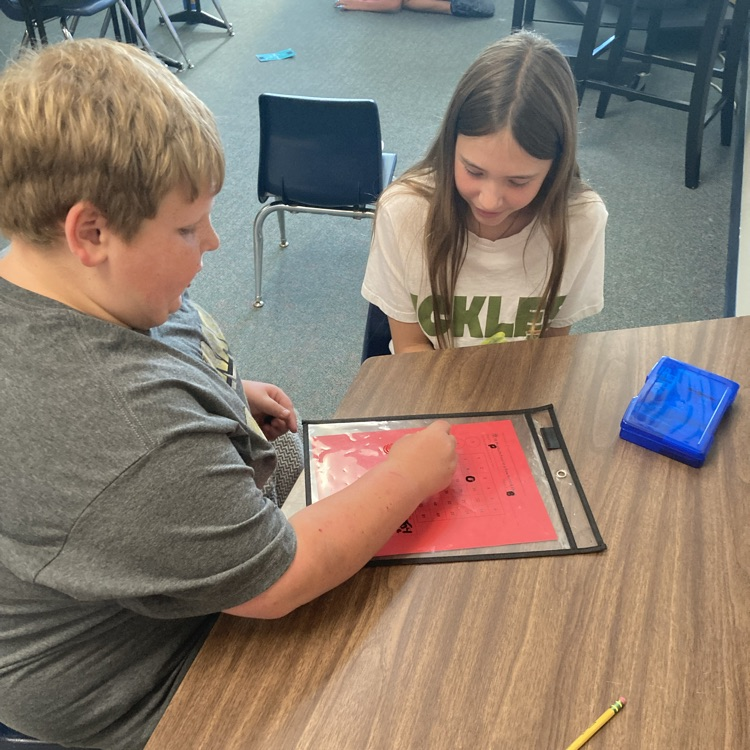 students playing a math game