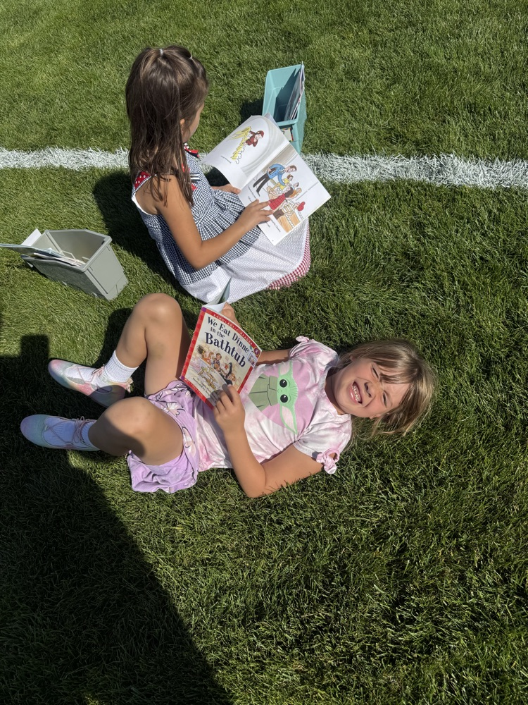 First grade took some time to soak up words and sun rays! Reading in the sun!