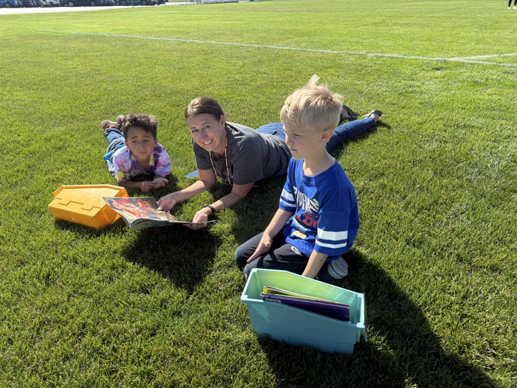 First grade took some time to soak up words and sun rays! Reading in the sun!