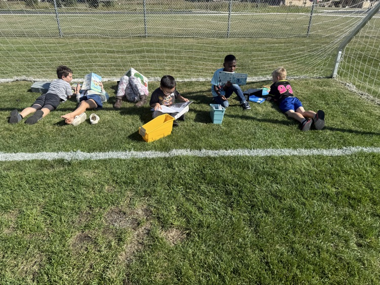 First grade took some time to soak up words and sun rays! Reading in the sun!