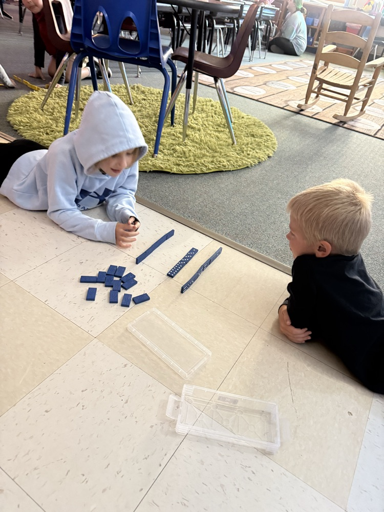 First graders are learning to play dominoes in math! Subitizing is important to building great mathematicians! 