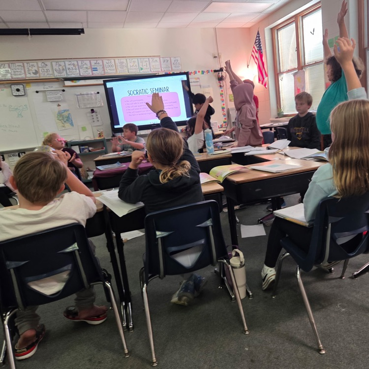Students raising their hands 