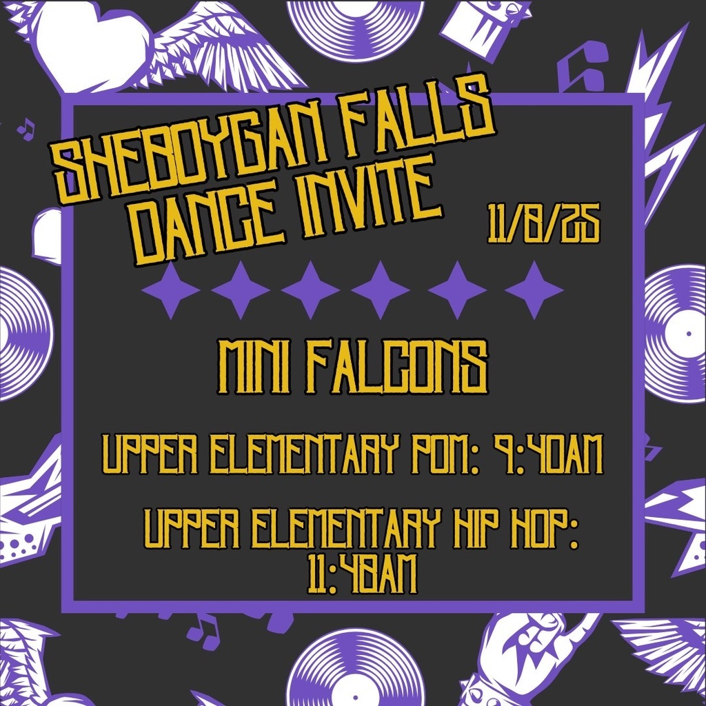 Come cheer the Mini Falcons this Saturday at the Sheboygan Falls Dance Invite!
