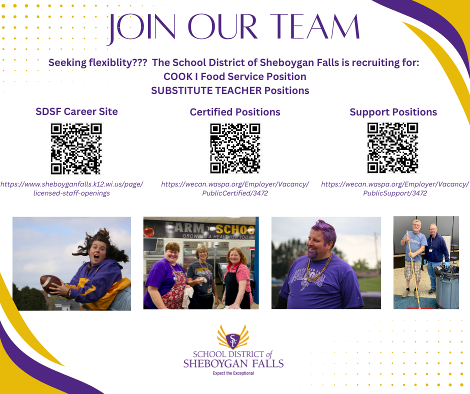 Seeking flexibility?  Now hiring a Cook I position!  And, Substitute Teachers!  
