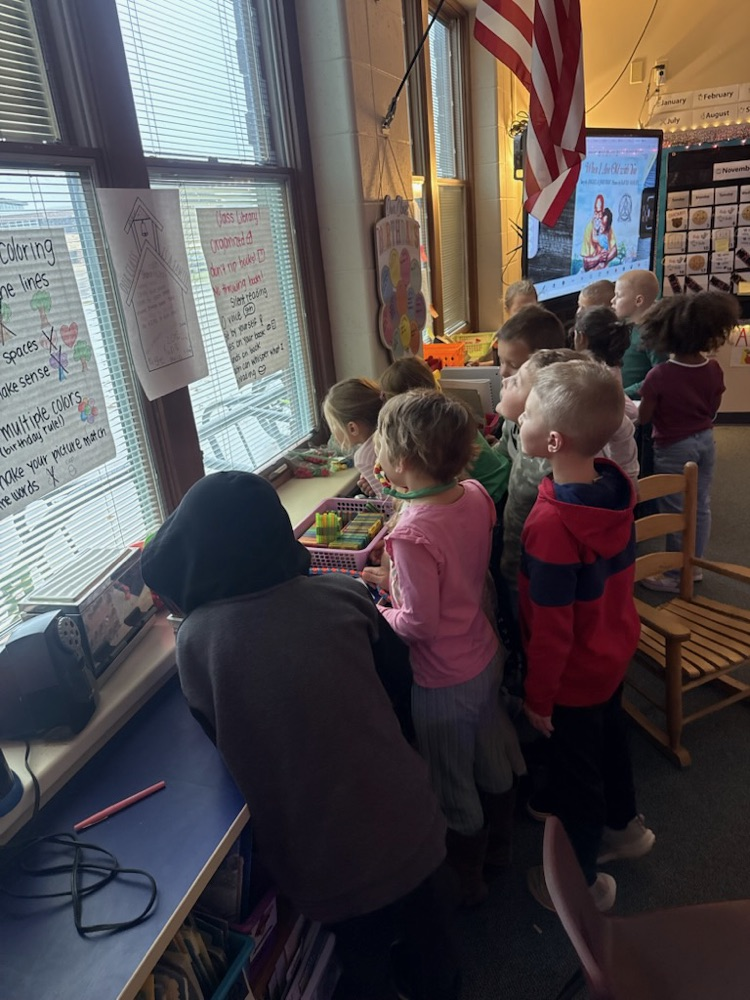 students looking out the window 