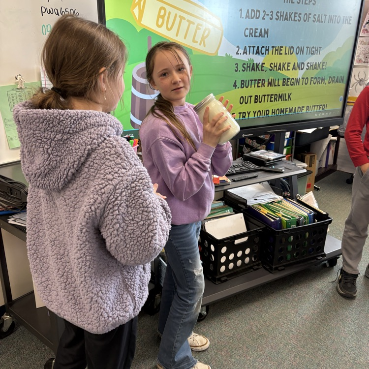 students shaking butter