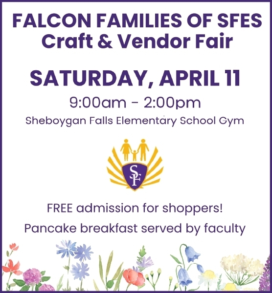 Falcon Families is hosting a Vendor and Craft Fair on Saturday, April 11th.  Hope to see you there!