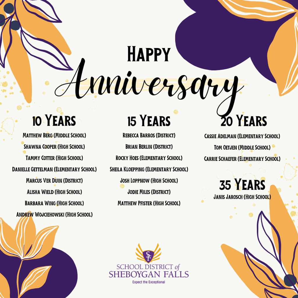 Happy Anniversary to these staff members!