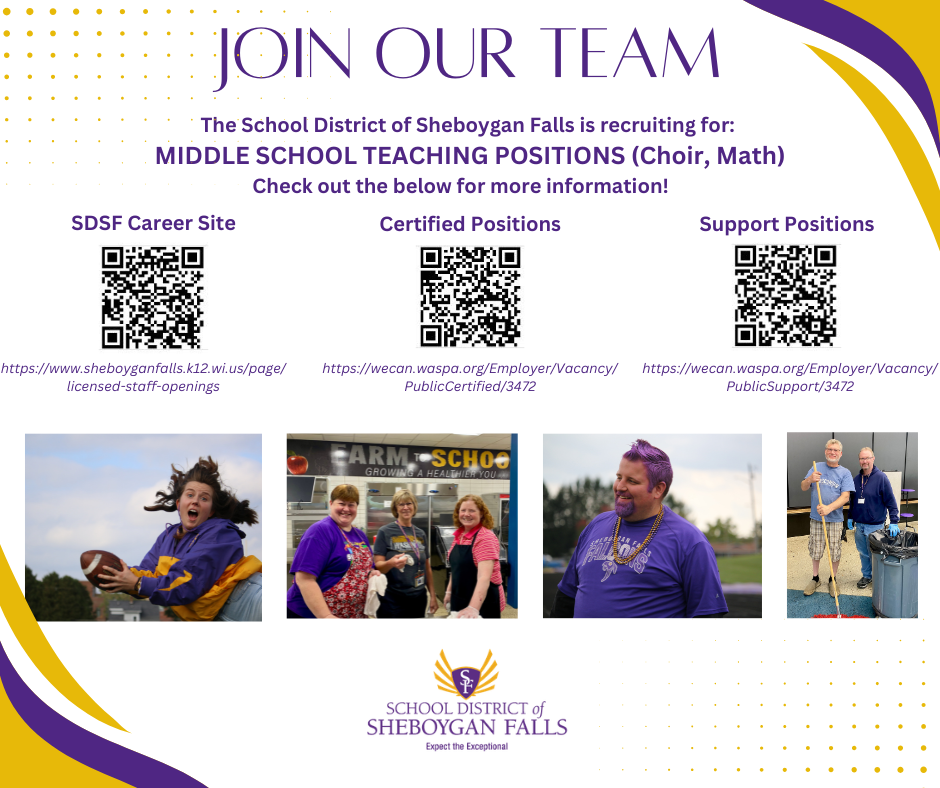 Join our team!  We are recruiting for Middle School positions!