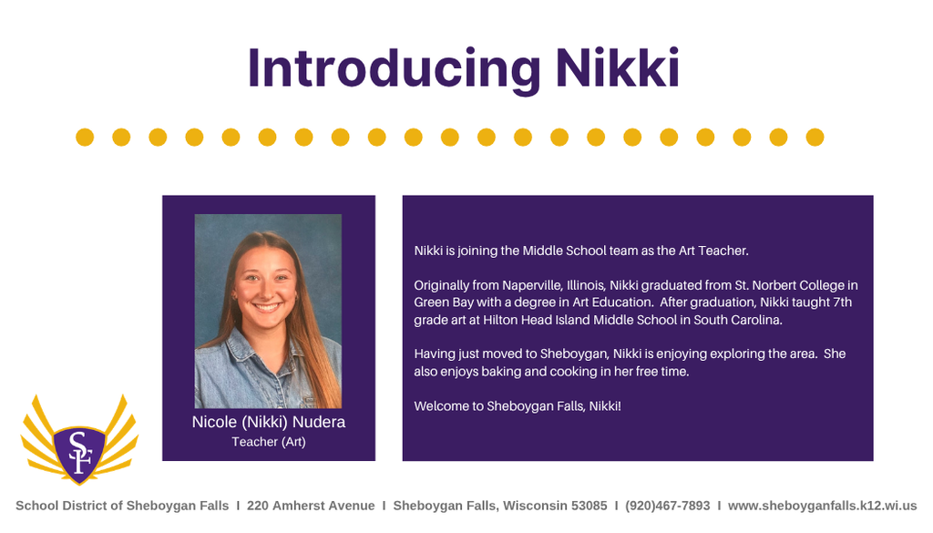 Join us in welcoming Nikki to the SFMS team!