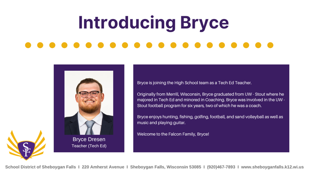 Join us in welcoming Bryce to the SFHS team!