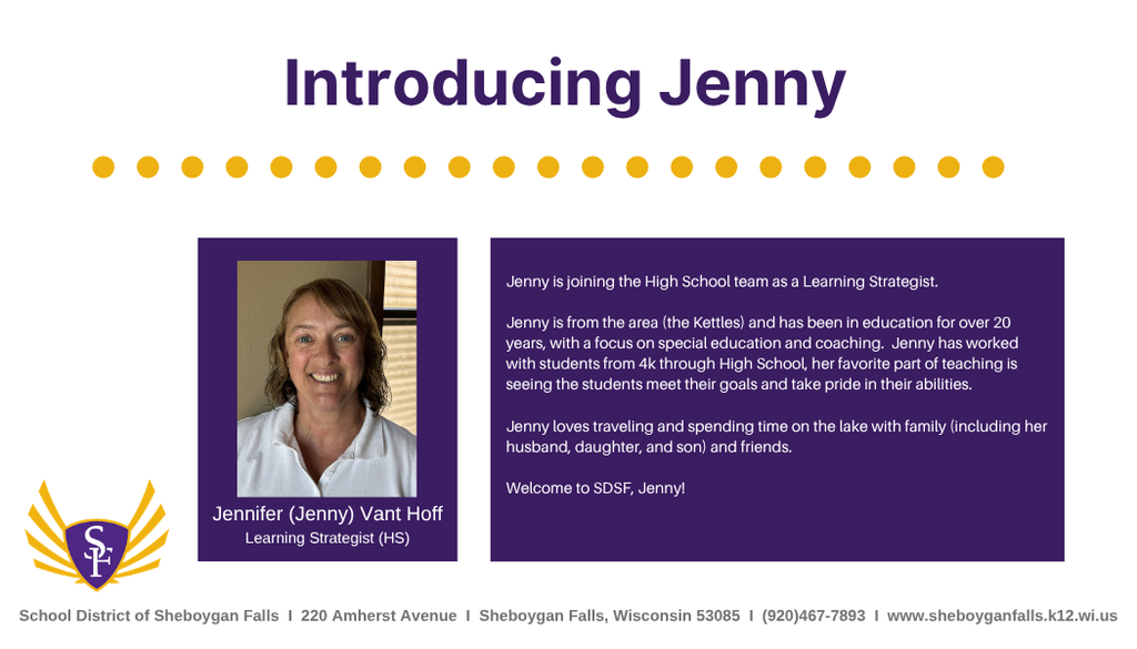 Join us in welcoming Jenny to the SFHS team!