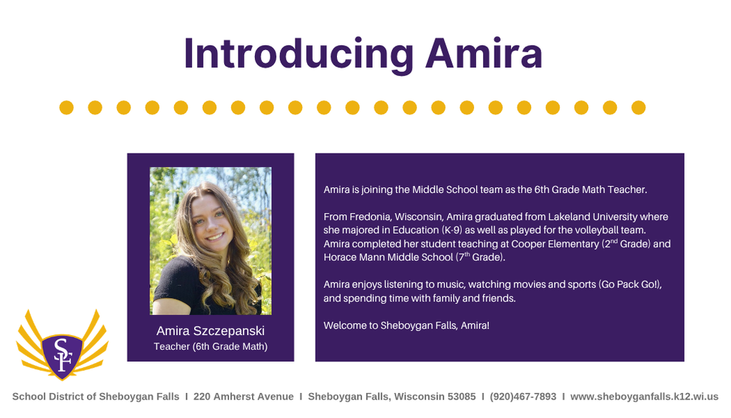 Join us in welcoming Amira to the SFMS team!