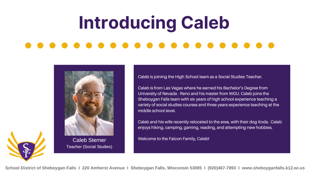 Join us in welcoming Caleb to the SFHS team!