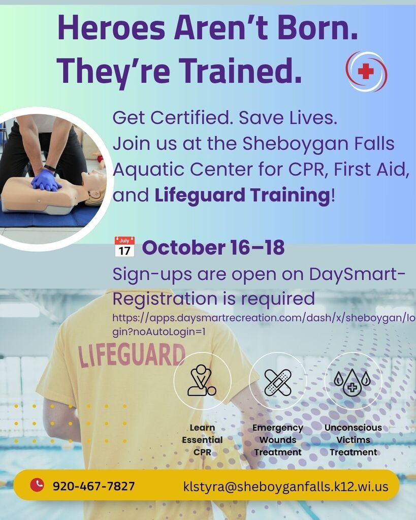 Lifeguard training at Sheboygan Falls Aquatic Center