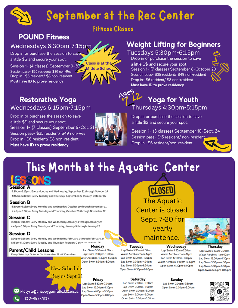 Fitness and Aquatic Center Schedule