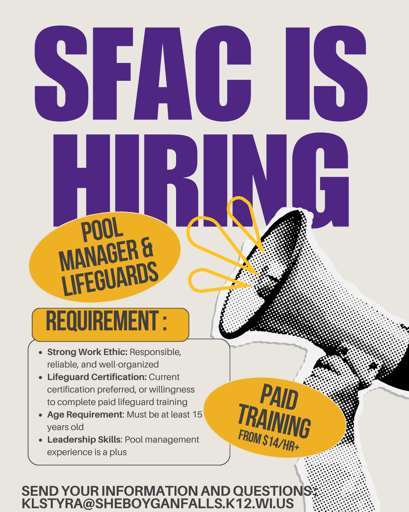 SFAC hiring Lifeguards and pool manager