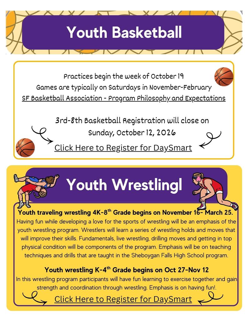 Youth basketball and Wrestling