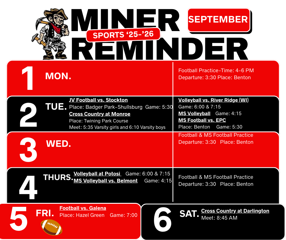 91-96 Miner Reminder 2025-2026 (Facebook Post)