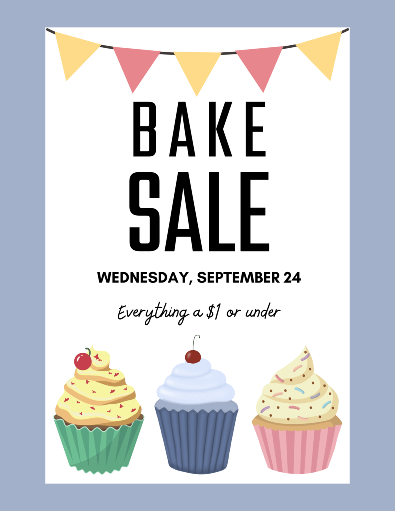 Bake sale this Wednesday!