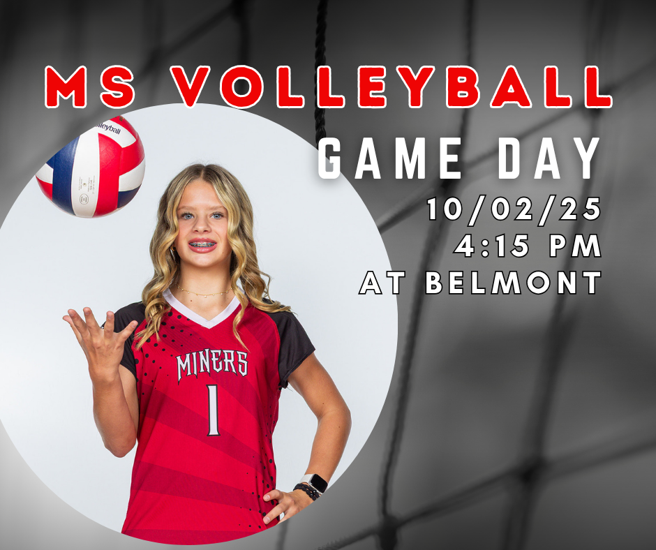 Middle School Volleyball in Belmont at 4:15 PM!