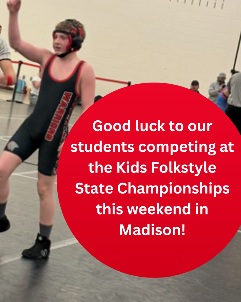 Good luck to our students competing at the Kids Folkstyle State Championships this weekend in Madison!