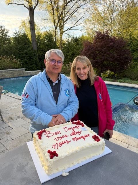 CHS French teacher Leslie Caulfield and Emmanuel Desbordes, teacher from St. Joseph's