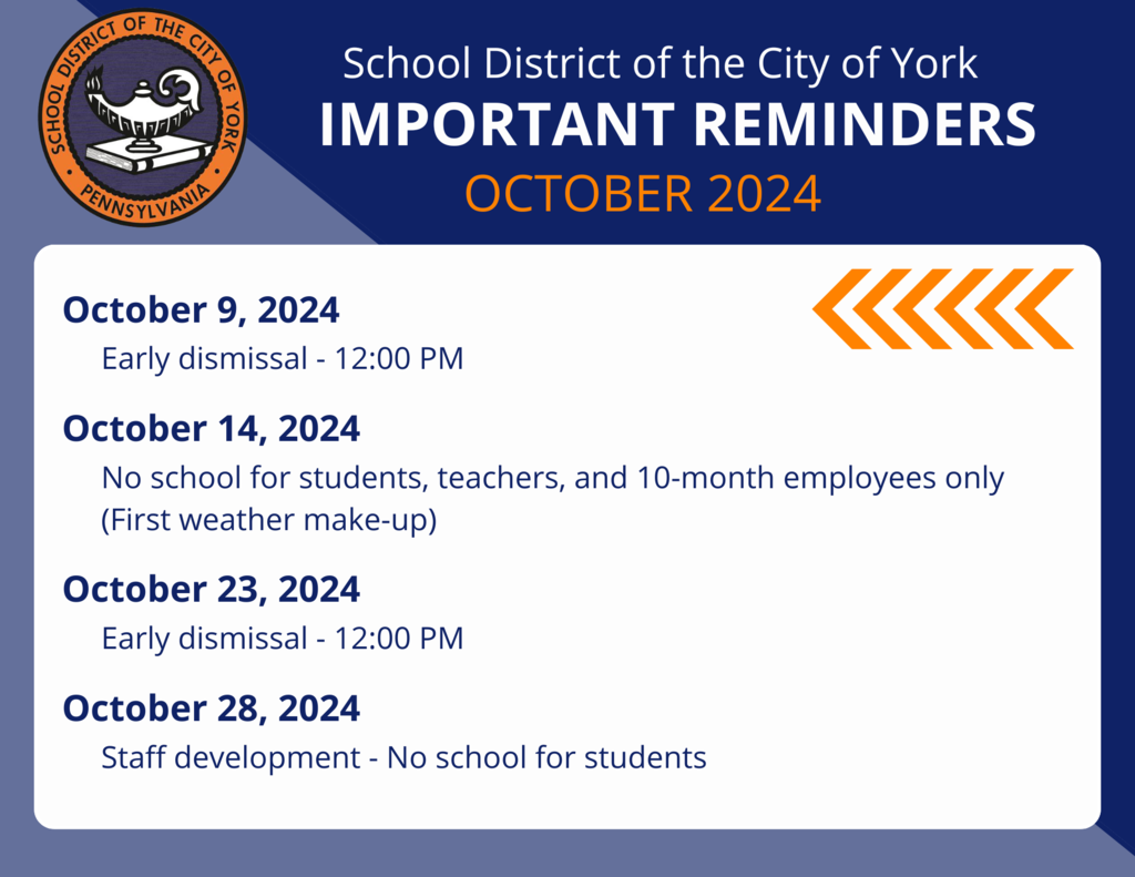 Important Reminders for October (English)