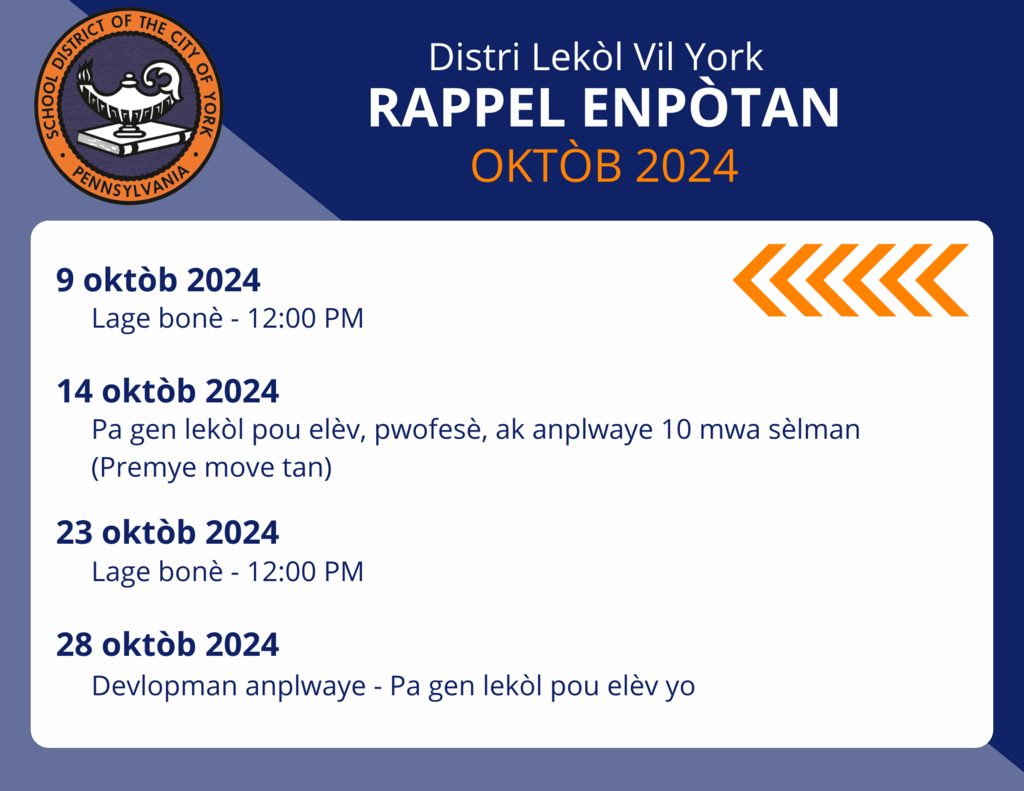 Important Reminders for October (Haitian Creole)