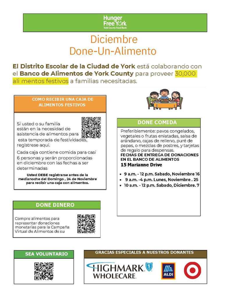 December Give A Meal flyer - Spanish