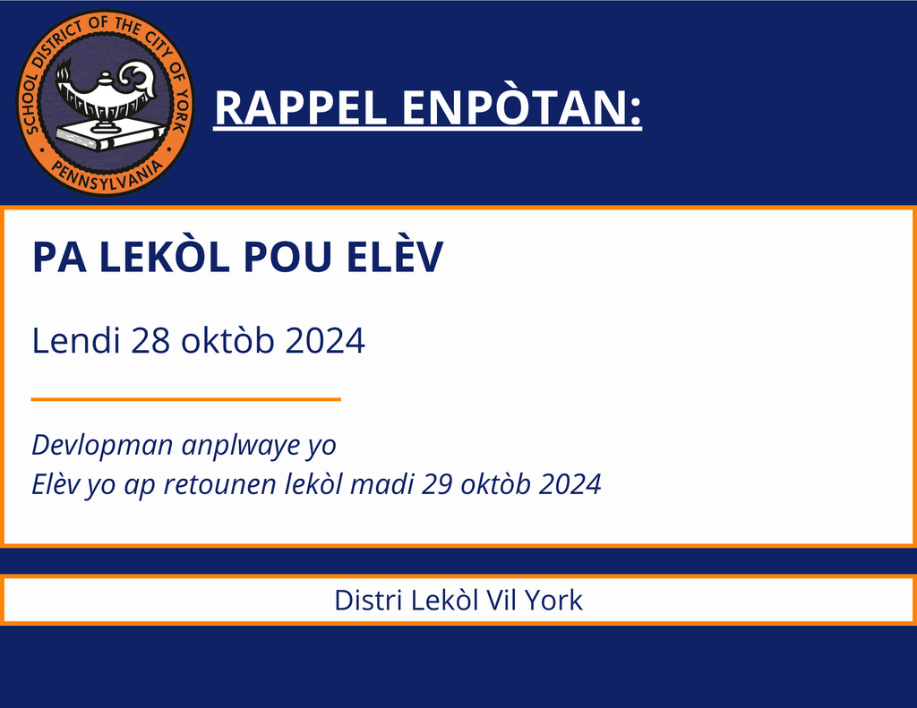 10/28 - No school for all students 