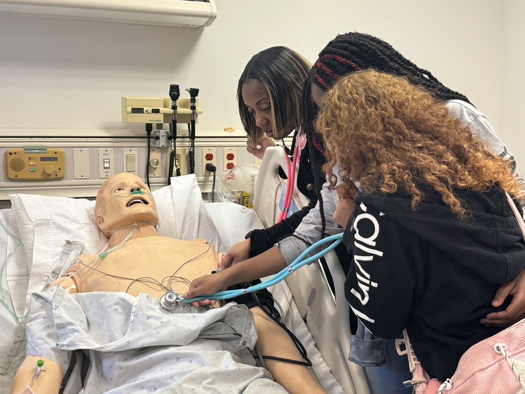 Students and adults participating in interactive activities at York College of Pennsylvania