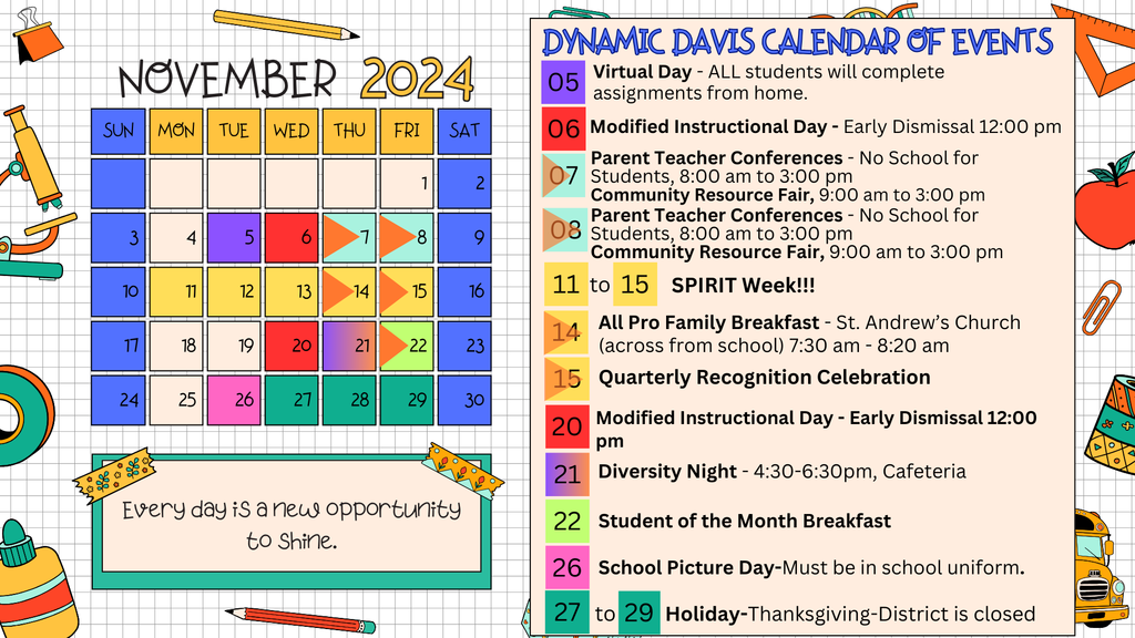 Davis Calendar Nov