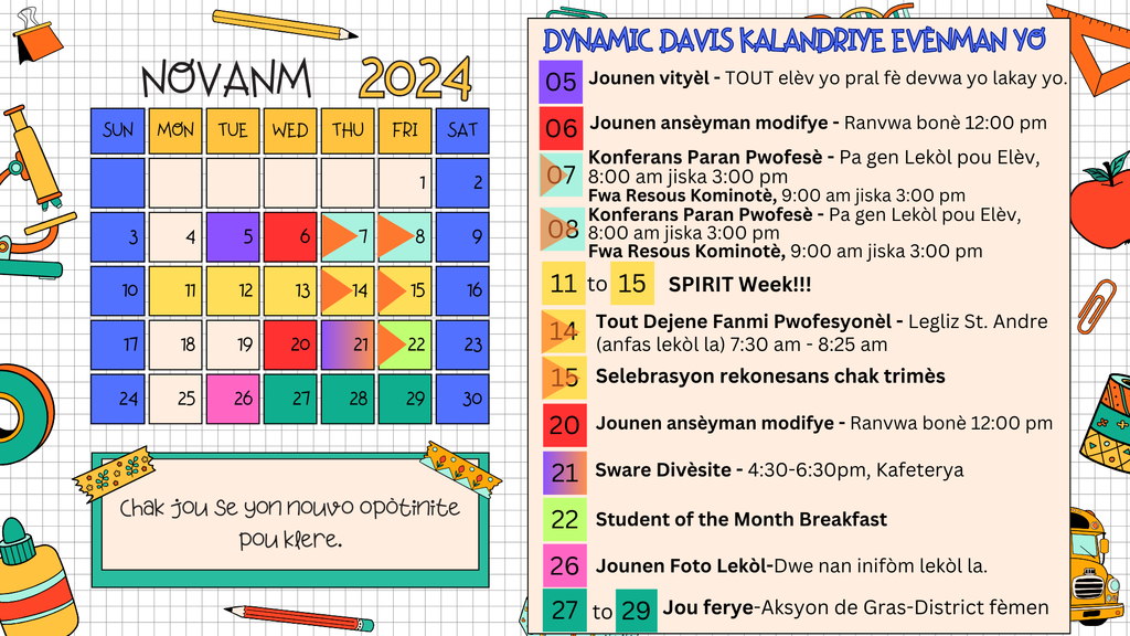 Davis Calendar Nov