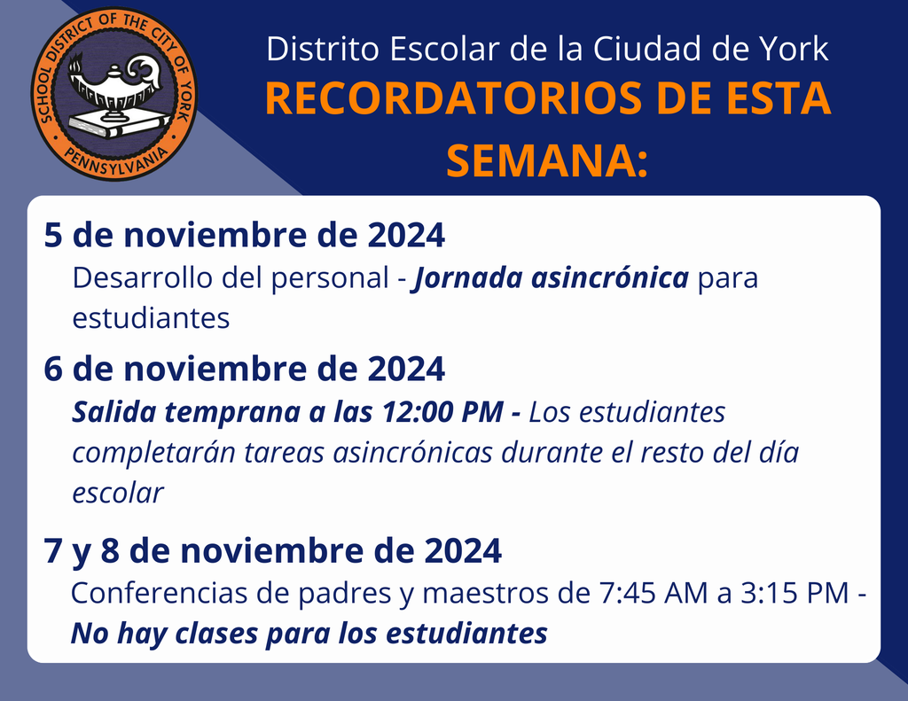 Graphic for this week's reminders 