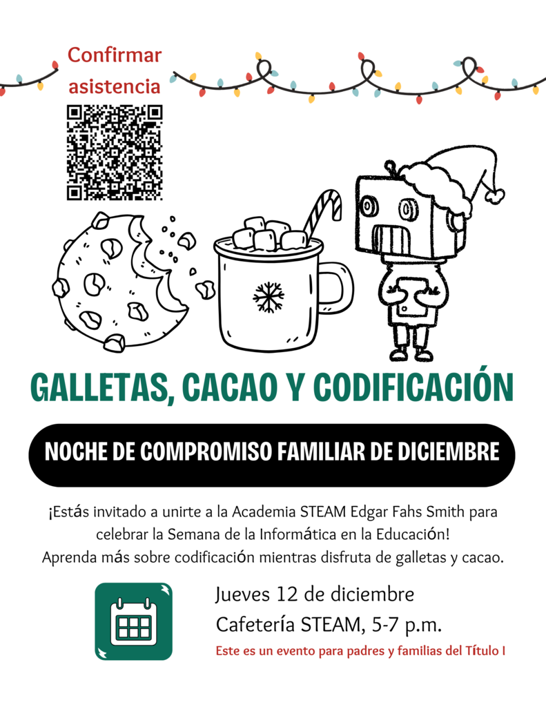 Dec STEAM family event flyer